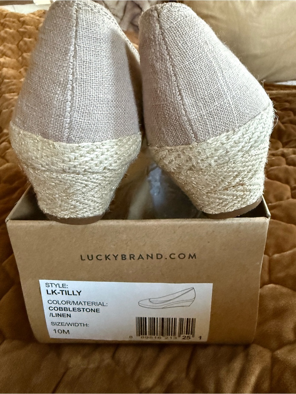 Lucky Brand Tilly Linen Espadrille Wedges Size 10